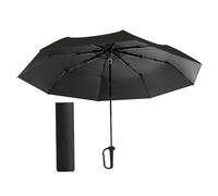 Hellery Parapluie de à Trois Volets pour La Pluie, Antirouille, Polyvalent, avec Boucle à Anneau pour Les à La Plage et Au Camping, Noir