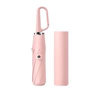 Hellery Parapluie de à Trois Volets pour La Pluie, Antirouille, Polyvalent, avec Boucle à Anneau pour Les à La Plage et Au Camping, Rose