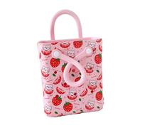 Hellery Petit Sac de Plage, été, EVA, à La Mode, avec Trous de Drainage, pour Le Shopping, Les Courtes Vacances, La Piscine, Chat Fraise