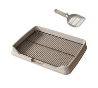 Hellery Portable Toilet Toilette Chiot Intérieure Bac Collecte Grille Plateau Amovible Matériau Angles Arrondis Démontage Simple Adapté aux Studios Espaces, Gris Brumeux, Moyen 45 35 7 Cm