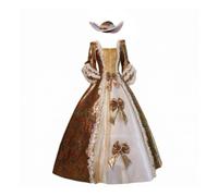 Hellery Robe Corset Tissu Damassé Robe avec Manches Bouffantes Médiévale Vêtement pour Comédiennes, Soirée Costumée, Café, Taille Unique