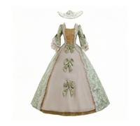 Hellery Robe Corset Tissu Damassé Robe avec Manches Bouffantes Médiévale Vêtement pour Comédiennes, Soirée Costumée, Vert Clair, Taille Unique