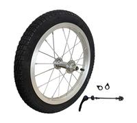 Hellery Roue de Remorque Vélo, Pneu Caoutchouc Antidérapant et Aluminium, Dégagement Rapide, Plaque Fixation Crochet, Structure Haute Résistance, pour Remorque Bicyclette Enfant ou Cargo, 14 Pouces