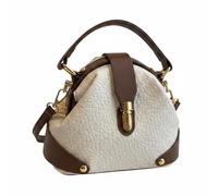 Hellery Sac à Main Femme Sac Bandoulière Sac Besace Sac Porté Main en Pu Structuré avec Fermoir à Verrou et Finition Contrastée Adapté au Bureau Sorties Balades, Beige