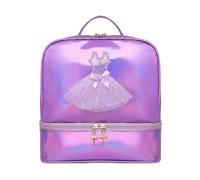Hellery Sac de Danse Enfant Sac à Dos Fille Cartable Tutu Pailleté Compartiment Inférieur Chaussures Doublure Facile à Nettoyer Poignée Solide Adapté aux Cours de Ballet École Sorties, Violet