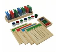 Hellery Set Coffret de Mathématiques Planche de Division Plateau en Hêtre Boîte Compartimentée Perles Tubes Transparents Coupelles Cylindriques Développement
