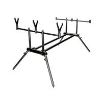 Hellery Support Canne à Pêche Support Trépied Porte-Cannes Râtelier Réglable Aluminium Pliable Structure Modulaire avec Barre Centrale Longue pour Plusieurs Cannes Grève Digue Bord d'eau