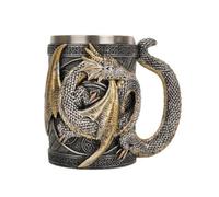 Hellery Tasse Dragon Poignée Forme Dragon Fantaisie Mug Solide Récipient à Boire pr Étagère, Table, Bibliothèque, Argent