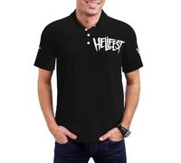 Hellfest-Music Polo Homme - Polo Shirt Rock Métal, Haut Décontracté Col Classique, T-Shirt Polo Festival Musique, Cadeau Fans de Rock et Heavy Metal Large