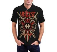 Hellfest-Music Polo Homme - Polo Shirt Rock Métal, Haut Décontracté Col Classique, T-Shirt Polo Festival Musique, Cadeau Fans de Rock et Heavy Metal 4X-Large