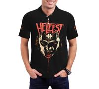 Hellfest-Music Polo Homme - Polo Shirt Rock Métal, Haut Décontracté Col Classique, T-Shirt Polo Festival Musique, Cadeau Fans de Rock et Heavy Metal 3X-Large