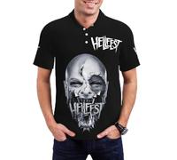 Hellfest-Music Polo Homme - Polo Shirt Rock Métal, Haut Décontracté Col Classique, T-Shirt Polo Festival Musique, Cadeau Fans de Rock et Heavy Metal 3X-Large