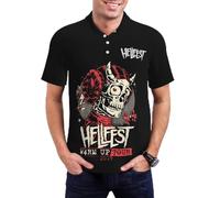 Hellfest Music Polo Homme - Polo Shirt Rock Métal, Haut Décontracté Col Classique, T-Shirt Polo Festival Musique, Cadeau Fans de Rock et Heavy Metal Small