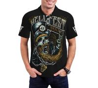 Hellfest-Music Polo Homme - Polo Shirt Rock Métal, Haut Décontracté Col Classique, T-Shirt Polo Festival Musique, Cadeau Fans de Rock et Heavy Metal 4X-Large