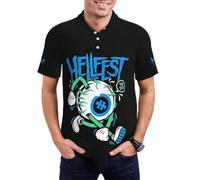 Hellfest-Music Polo Homme - Polo Shirt Rock Métal, Haut Décontracté Col Classique, T-Shirt Polo Festival Musique, Cadeau Fans de Rock et Heavy Metal 3X-Large
