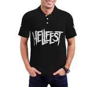 Hellfest-Music Polo Homme - Polo Shirt Rock Métal, Haut Décontracté Col Classique, T-Shirt Polo Festival Musique, Cadeau Fans de Rock et Heavy Metal XX-Large