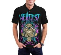 Hellfest-Music Polo Homme - Polo Shirt Rock Métal, Haut Décontracté Col Classique, T-Shirt Polo Festival Musique, Cadeau Fans de Rock et Heavy Metal 3X-Large