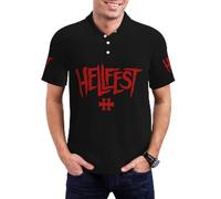 Hellfest-Music Polo Homme - Polo Shirt Rock Métal, Haut Décontracté Col Classique, T-Shirt Polo Festival Musique, Cadeau Fans de Rock et Heavy Metal X-Large