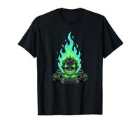 Hellfire Crâne Souriant avec Flammes Vertes et Bleues T-Shirt