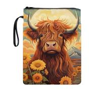 HELLHERO Couverture de Livre de Vache Highland pour Livre de Poche à Couverture Rigide Souple Lavable pour Femmes, Hommes, Enseignants, étudiants, Voyages, Vacances, Bureau, entraînement