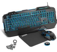 Hellhounds PC Gaming Pack Enlgish- Keyboard Mouse Mousepad - Software programmable - LED RGB backlighting - 7200 DPI - Windows Compatible