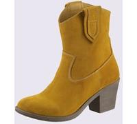 Helline Bottines cuir velours de vache. - - jaune JAUNE 37
