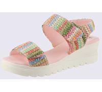 Helline Sandales compensées de fabrication portugaise - - rose-multicolore ROSE-MULTICOLORE 38