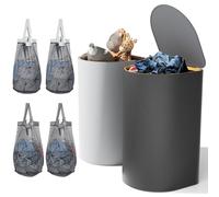 HELLKOPF 2 Paniers à Linge avec Couvercle - 140L Corbeille a Linge - 4 Sacs Bac a Linge - Panier à Linge Pliable Gris Clair et Gris Foncé pour la Chambre à Coucher et la Buanderie