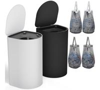 HELLKOPF Lot de 2 paniers à linge avec couvercle, grande capacité de 140 l, avec 2 compartiments pour trier le linge sale, 4 sacs intérieurs amovibles, facile à monter, noir/gris clair
