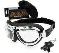 Hellly - No.1 Bikereyes Lunettes de moto | Cuir véritable | Coupe-vent | Style rétro | Verres de qualité HLT