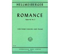 Hellmesberger, Joseph - Romance, Op 43, No 2 - Four Violins and Piano - International Edition