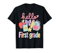 Hello 1st Grade Apple Pencil Books Back to School Classroom T-Shirt