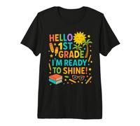 Hello 1st Grade I'm Ready to Shine Back to School Girls Boys T-Shirt Haut de Gamme