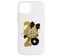 Hello 2026 Gold Disco Ball Bow New Year Celebration Design Coque pour iPhone 14 Plus