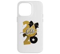 Hello 2026 Gold Disco Ball Bow New Year Celebration Design Coque pour iPhone 14 Pro Max