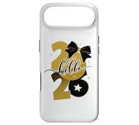 Hello 2026 Gold Disco Ball Bow New Year Celebration Design Coque pour iPhone Air