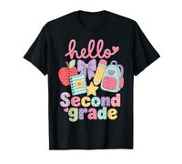 Hello 2nd Grade Apple Pencil Books Back to School Classroom T-Shirt