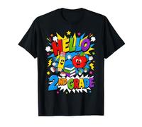 Hello 2nd Grade Apple Pencil Books Back to School Classroom T-Shirt