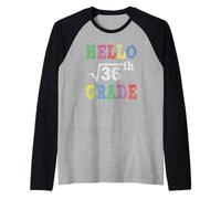 Hello 6th Grade Square Root of 36 Funny Back to School Gifts Manche Raglan