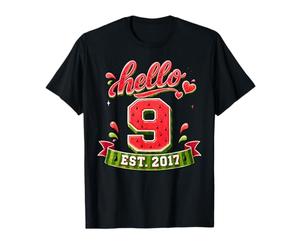 Hello 9 Est 2017 Watermelon 9th Birthday Summer Party T-Shirt