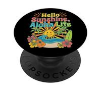 Hello Aloha Life Tropical Sunshine Hawaii Beach Vibes Design PopSockets PopGrip Adhésif