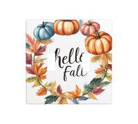 Hello Automne Couronne d'Automne Citrouilles Double Gang Bascule Plaque Murale Interrupteur Décor Taille Standard - 11,4 x 11,4 cm