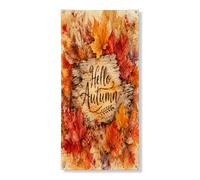 Hello Autumn Bannière décorative pour porte - Feuilles d'automne rustiques - Décoration murale d'intérieur et d'extérieur - Fournitures de vacances - 91,4 x 183 cm