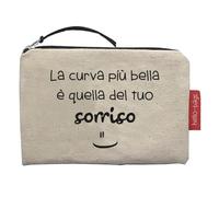 Hello-Bags. Portefeuille/Porte-Cartes - Extérieur : 100% Coton avec Fermeture éclair et Doublure intérieure - Enveloppe Cadeau Kraft Incluse - Modèle : CURVABELLA - Couleur : écru/Noir - 14 x 10 cm