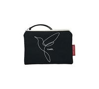 Hello-Bags. Portemonnaies/Porte Cartes. Extérieur : Coton 100%. avec Fermeture éclair et Doublure intérieure. Inclue Une enveloppe de Cadeau. « VUELA ». Écru/Noir. 14 * 10 cm.