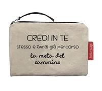 Hello-Bags. Sac à Main/Porte-Monnaie/Porte-Cartes Extérieur : 100% Coton avec Fermeture éclair et Doublure intérieure Comprend Une enveloppe Cadeau Kraft Modèle : CREDIINTE Couleur : écru/Noir 14