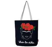 hello-bags. Sac fourre-tout/Sac en toile/Tote bag avec fermeture éclair, doublure et poche intérieure. Extérieur : Coton 100%. Inclue une enveloppe kraft de cadeau. « VIVALAVIDA ». 37x38 cm.