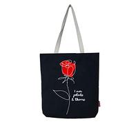Hello-Bags. Sac tote bag en toile avec fermeture éclair, doublure et poche intérieure. Extérieur : Coton 100%. Inclue une enveloppe de cadeau. Mod: « IAMPETALS ». Couleur : Noir. 37 x 38 cm.