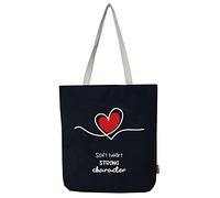 hello-bags. Sac Totebag - Extérieur : 100% coton avec fermeture éclair, doublure et poche intérieure - Jolie enveloppe kraft cadeau, Noir, Contemporain