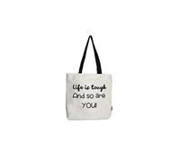 Hello- Bags. Sac Totebag. Extérieur : Cotton 100%. avec Fermeture éclair, Doublure et Poche intérieure. Inclue Une enveloppe Kraft de Cadeau. « LIFEIS ». Couleur : Écru/Noir. Mesures : 37 * 38 cm.